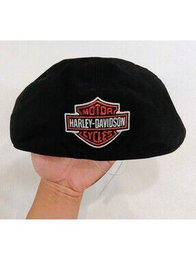 Harley-Davidson Black Cotton Newsboy Cap Hat XL Size